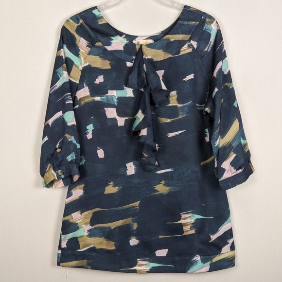 Tulle Ruffled career blouse sz S - Picture 6 of 6